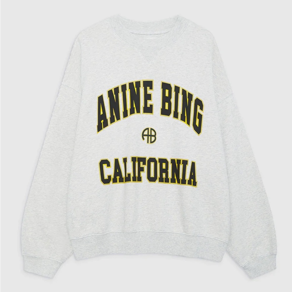 New Anine Bing Jaci Crewneck Sweatshirt in Heather Grey Size XS Oversized